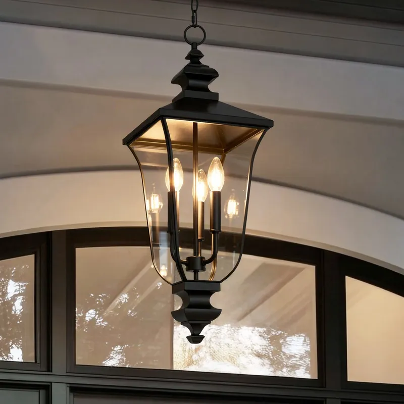 UQL10263 Traditional Outdoor Pendant, 27.5''H x 9.75''W x 9.75''Dep, Matte Black Finish, Casterleigh Collection — Urban Ambiance LED Landscape Lights 15.0W 3000K
