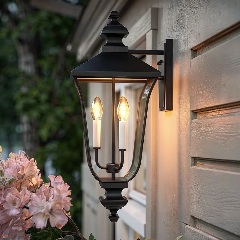 UQL10261 Traditional Outdoor Wall Sconce, 25.25''H x 10''W x 11.25''Dep, Matte Black Finish, Casterleigh Collection — Urban Ambiance LED Wall Lights 15.0W 3000K
