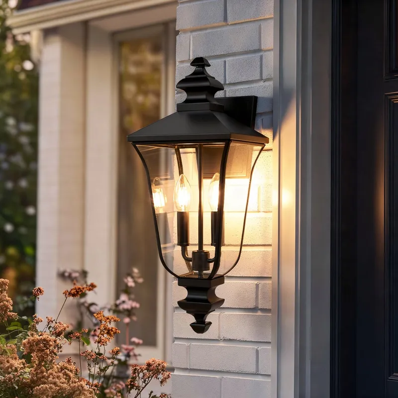 UQL10260 Traditional Outdoor Wall Sconce, 20''H x 8''W x 8.75''Dep, Matte Black Finish, Casterleigh Collection — Urban Ambiance LED Wall Lights 15.0W 3000K