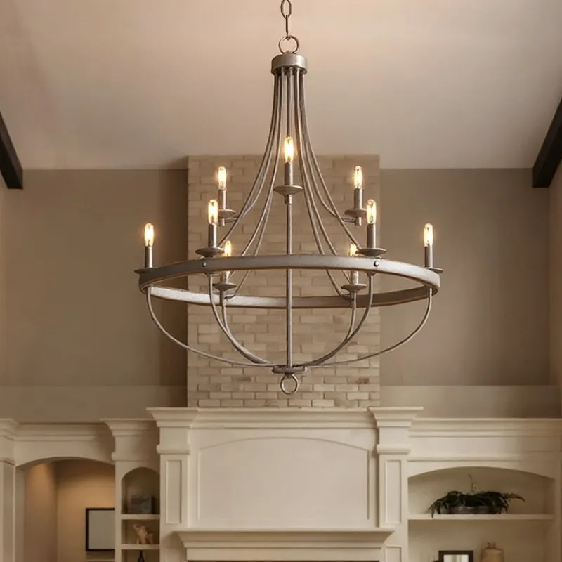 UHP2902 XL Farmhouse Farmhouse Chandelier, 40-1/2" x 35", Galvanized Steel Finish, Adelaide Collection — Urban Ambiance LED Landscape Lights 4.0W 3000K