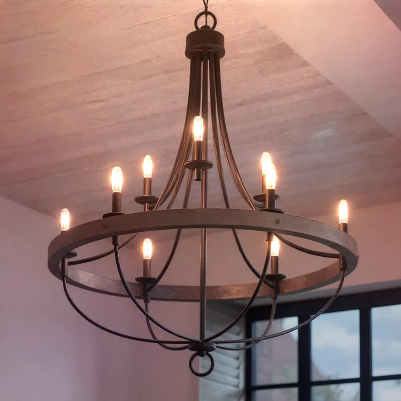 UHP2903 XL Farmhouse Chandelier, 40-1/2" x 35-1/4", Charcoal Finish, Adelaide Collection — Urban Ambiance LED Landscape Lights 4.0W 3000K