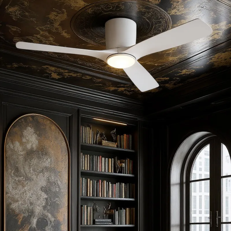 UKC90046 Contemporary Indoor Ceiling Fan, 10.5''H x 54''W x 54''Dep, Matte White Finish, Isalyn Collection — Urban Ambiance LED Post Top Lights 17.0W 3000K