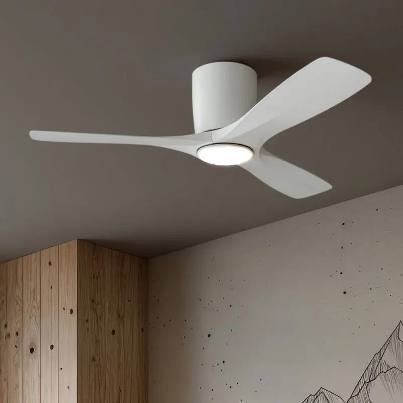 UKC90040 Contemporary Indoor Ceiling Fan, 10.5''H x 48''W x 48''Dep, Matte White Finish, Isalyn Collection — Urban Ambiance LED Post Top Lights 17.0W 3000K