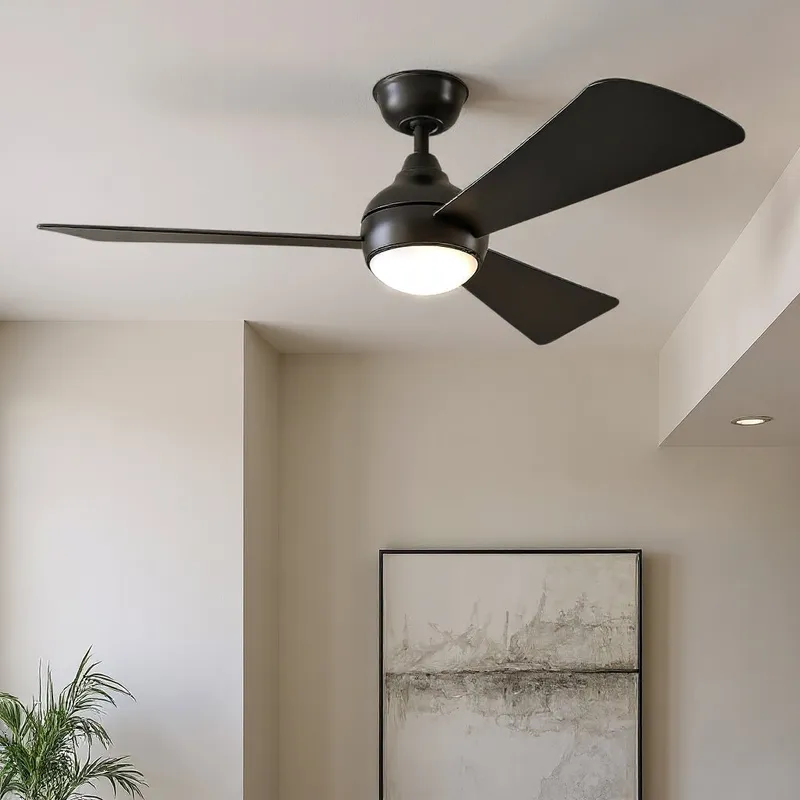 UKC90031 Contemporary Indoor / Outdoor Ceiling Fan, 11''H x 54''W x 54''Dep, Satin Black Finish, Vionne Collection — Urban Ambiance LED Post Top Lights 17.0W 3000K