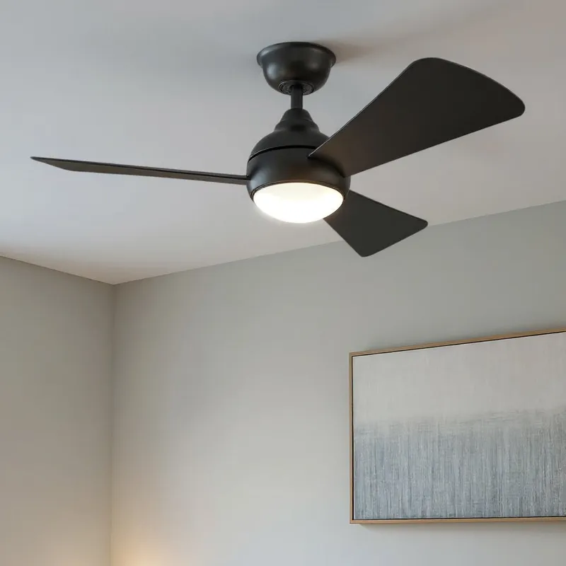 UKC90030 Contemporary Indoor / Outdoor Ceiling Fan, 11''H x 44''W x 44''Dep, Satin Black Finish, Vionne Collection — Urban Ambiance LED Post Top Lights 17.0W 3000K