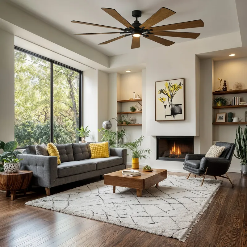 UKC90013 Americana Indoor / Outdoor Ceiling Fan, 16.5''H x 85''W x 85''Dep, Distressed Black Finish, Carrisden Collection — Urban Ambiance LED Post Top Lights 17.0W 3000K