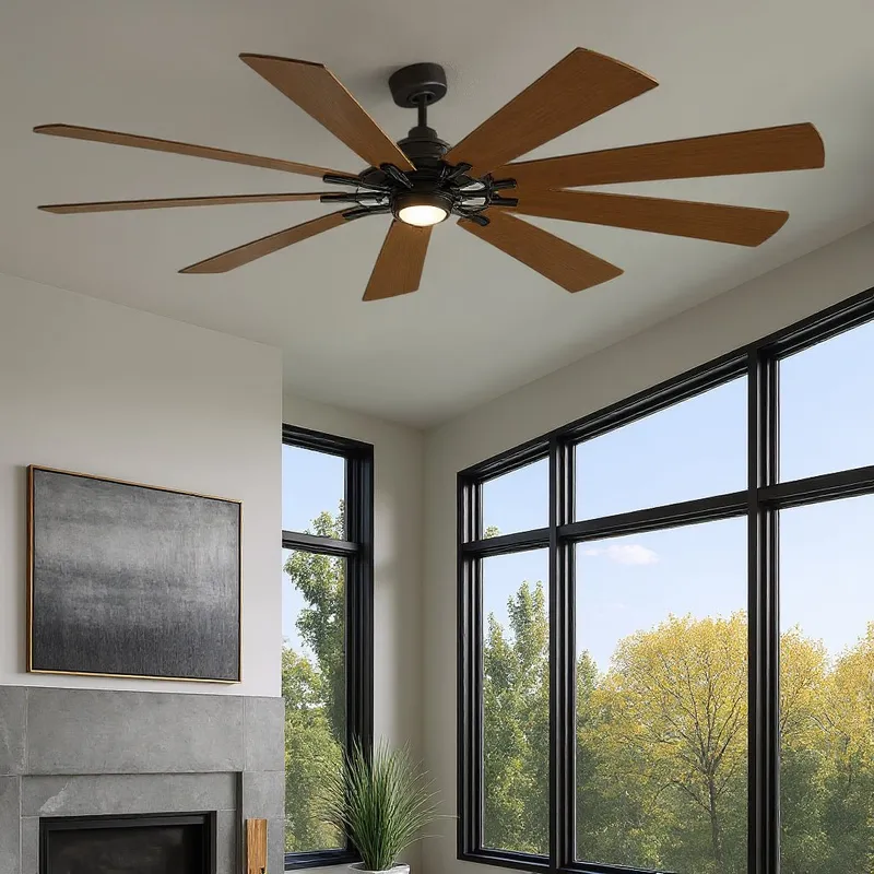 UKC90012 Americana Indoor / Outdoor Ceiling Fan, 16.5''H x 85''W x 85''Dep, Anvil Iron Finish, Carrisden Collection — Urban Ambiance LED Post Top Lights 17.0W 3000K