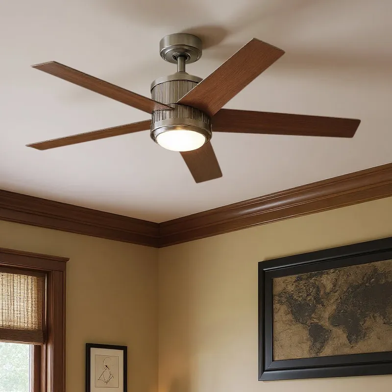 UKC90005 Modern Rustic Indoor Ceiling Fan, 15.5''H x 48''W x 48''Dep, Brushed Stainless Steel Finish, Tressaire Collection — Urban Ambiance LED Post Top Lights 17.0W 3000K