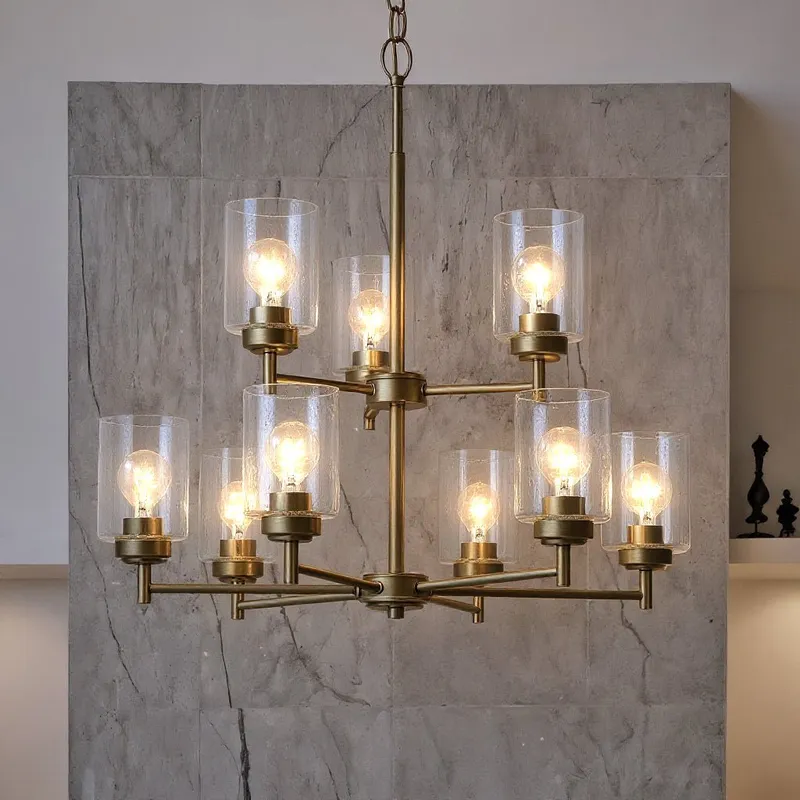 UKC20243 New Traditional Indoor Chandelier, 27''H x 27''W x 27''Dep, Natural Brass Finish, Ravencourt Collection — Urban Ambiance LED Landscape Lights 75.0W 3000K