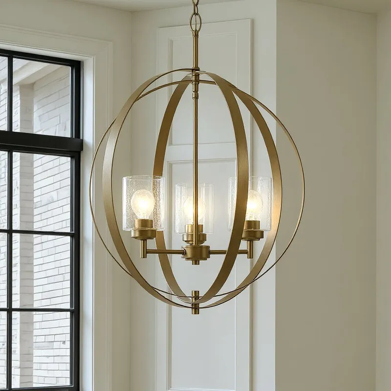UKC20240 New Traditional Indoor Chandelier, 31''H x 24.5''W x 24.5''Dep, Natural Brass Finish, Ravencourt Collection — Urban Ambiance LED Landscape Lights 75.0W 3000K