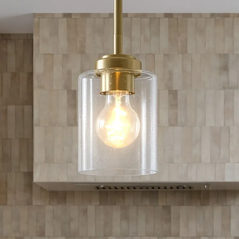 UKC20237 New Traditional Indoor Pendant, 7.25''H x 4.25''W x 4.25''Dep, Natural Brass Finish, Ravencourt Collection — Urban Ambiance LED Landscape Lights 75.0W 3000K