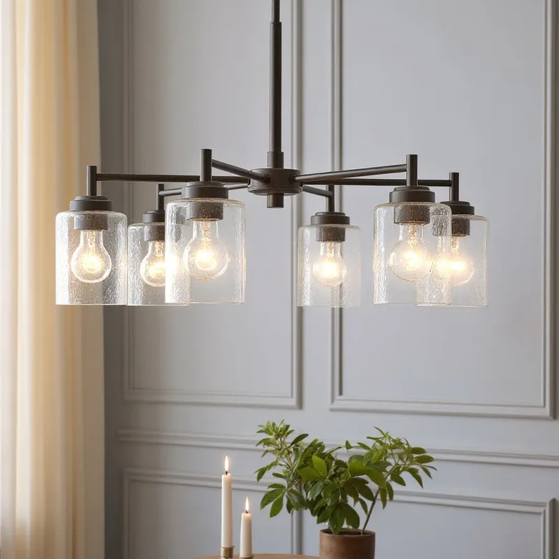 UKC20236 New Traditional Indoor Chandelier, 16.5''H x 26''W x 26''Dep, Bronze Finish, Ravencourt Collection — Urban Ambiance LED Landscape Lights 75.0W 3000K