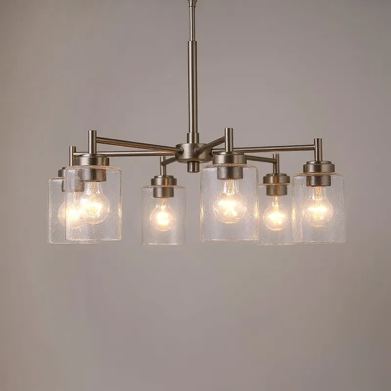 UKC20235 New Traditional Indoor Chandelier, 16.5''H x 26''W x 26''Dep, Brushed Nickel Finish, Ravencourt Collection — Urban Ambiance LED Landscape Lights 75.0W 3000K