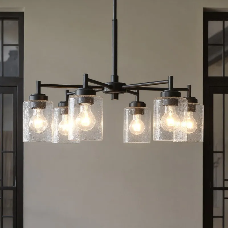 UKC20234 New Traditional Indoor Chandelier, 16.5''H x 26''W x 26''Dep, Black Finish, Ravencourt Collection — Urban Ambiance LED Landscape Lights 75.0W 3000K