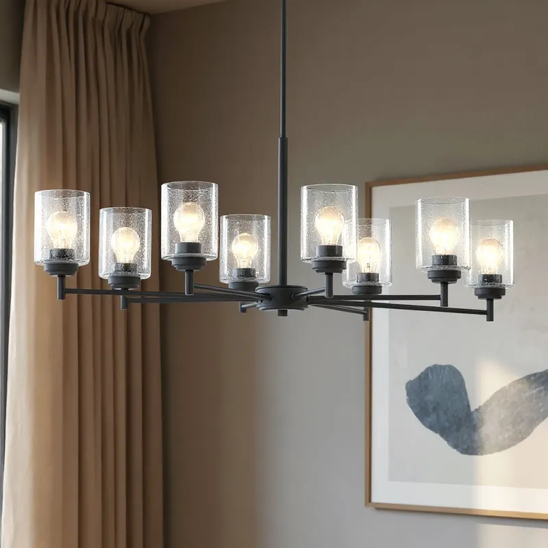 UKC20232 New Traditional Indoor Chandelier, 14.57''H x 44.2''W x 19.9''Dep, Black Finish, Ravencourt Collection — Urban Ambiance LED Landscape Lights 75.0W 3000K