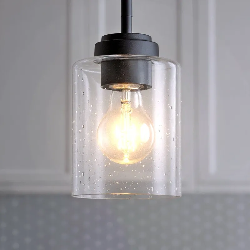 UKC20229 New Traditional Indoor Pendant, 7.5''H x 4.25''W x 4.25''Dep, Black Finish, Ravencourt Collection — Urban Ambiance LED Landscape Lights 75.0W 3000K