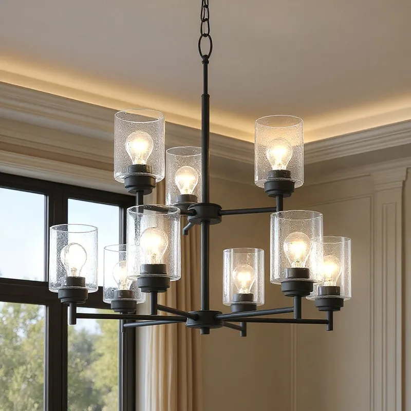 UKC20228 New Traditional Indoor Chandelier, 27''H x 27''W x 27''Dep, Black Finish, Ravencourt Collection — Urban Ambiance LED Landscape Lights 75.0W 3000K