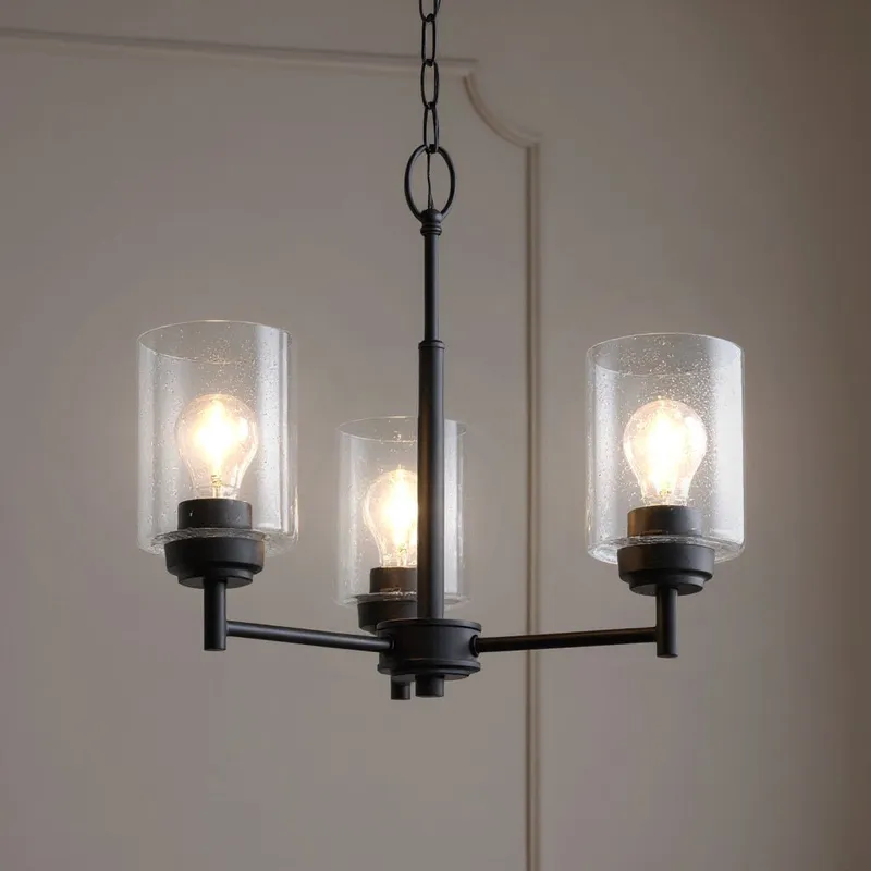 UKC20226 New Traditional Indoor Chandelier, 15.5''H x 18''W x 18''Dep, Black Finish, Ravencourt Collection — Urban Ambiance LED Landscape Lights 75.0W 3000K