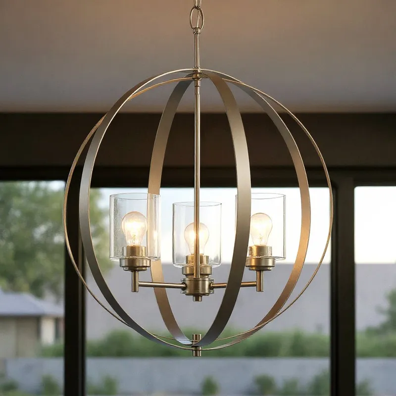 UKC20222 New Traditional Indoor Chandelier, 31''H x 24.5''W x 24.5''Dep, Brushed Nickel Finish, Ravencourt Collection — Urban Ambiance LED Landscape Lights 75.0W 3000K