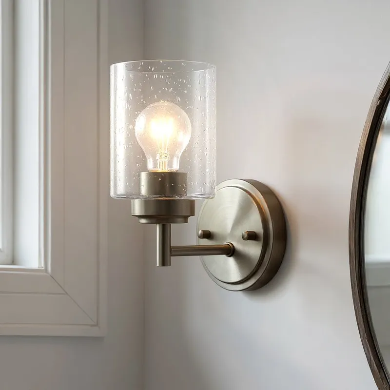 UKC20220 New Traditional Indoor Bath Light, 9.25''H x 4.75''W x 6.5''Dep, Brushed Nickel Finish, Ravencourt Collection — Urban Ambiance LED Smart & Connected Lighting 75.0W 3000K