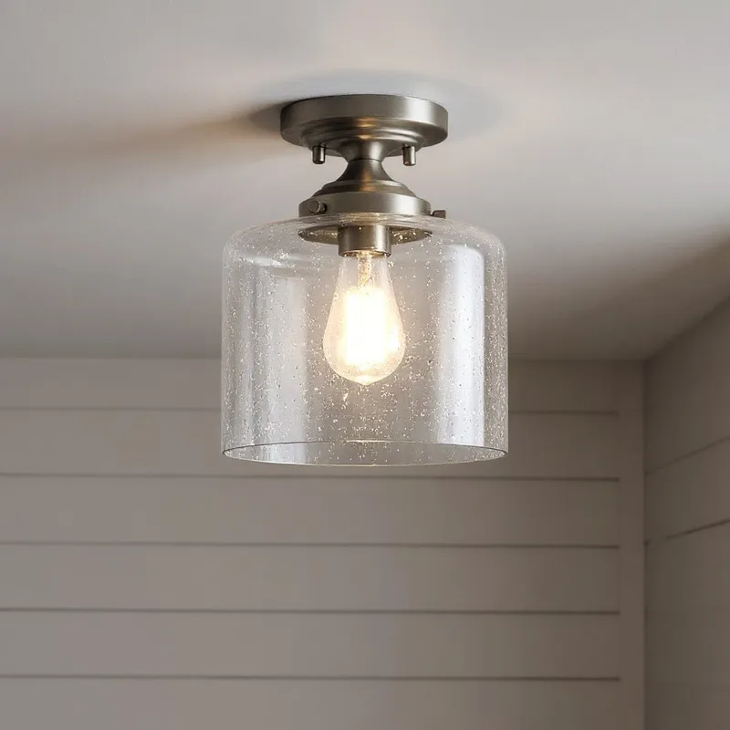 UKC20218 New Traditional Indoor Ceiling Light, 10.62''H x 8.5''W x 8.5''Dep, Brushed Nickel Finish, Ravencourt Collection — Urban Ambiance LED Post Top Lights 75.0W 3000K