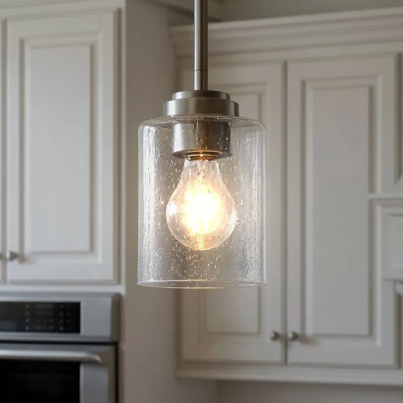 UKC20216 New Traditional Indoor Pendant, 7.5''H x 4.25''W x 4.25''Dep, Brushed Nickel Finish, Ravencourt Collection — Urban Ambiance LED Landscape Lights 75.0W 3000K