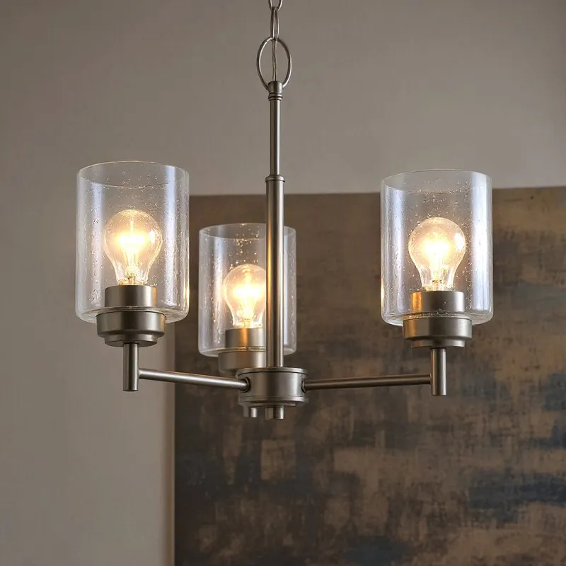 UKC20210 New Traditional Indoor Chandelier, 15.5''H x 18''W x 18''Dep, Brushed Nickel Finish, Ravencourt Collection — Urban Ambiance LED Landscape Lights 75.0W 3000K