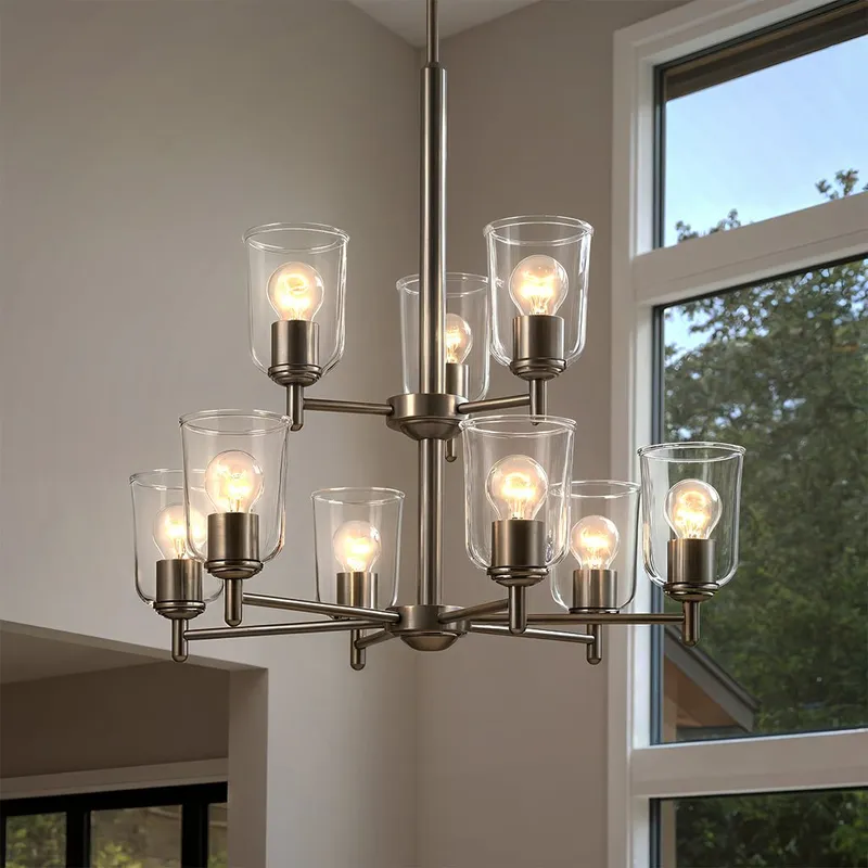 UKC20202 New Traditional Indoor Chandelier, 26.5''H x 26.5''W x 26.5''Dep, Brushed Nickel Finish, Corvelle Collection — Urban Ambiance LED Landscape Lights 100.0W 3000K