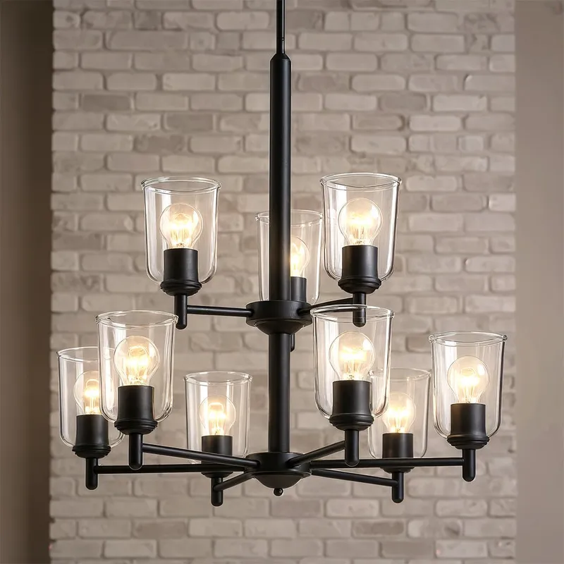 UKC20201 New Traditional Indoor Chandelier, 26.5''H x 26.5''W x 26.5''Dep, Black Finish, Corvelle Collection — Urban Ambiance LED Landscape Lights 100.0W 3000K