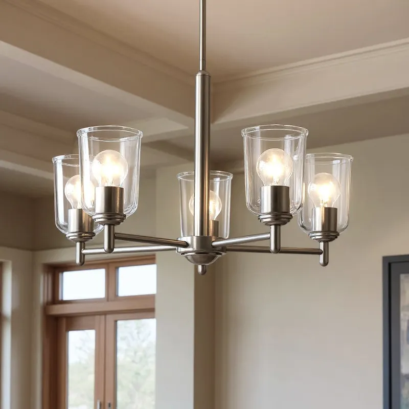 UKC20199 New Traditional Indoor Chandelier, 15.25''H x 23.75''W x 23.75''Dep, Brushed Nickel Finish, Corvelle Collection — Urban Ambiance LED Landscape Lights 100.0W 3000K