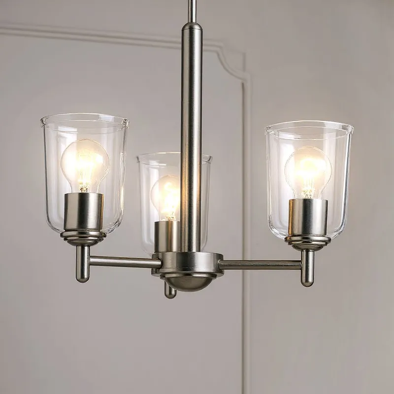 UKC20196 New Traditional Indoor Chandelier, 15.25''H x 17.5''W x 17.5''Dep, Brushed Nickel Finish, Corvelle Collection — Urban Ambiance LED Landscape Lights 100.0W 3000K