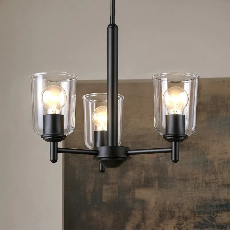 UKC20195 New Traditional Indoor Chandelier, 15.25''H x 17.5''W x 17.5''Dep, Black Finish, Corvelle Collection — Urban Ambiance LED Landscape Lights 100.0W 3000K