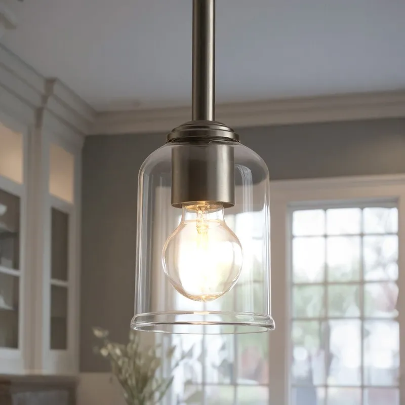 UKC20193 New Traditional Indoor Pendant, 11.25''H x 4.5''W x 4.5''Dep, Brushed Nickel Finish, Corvelle Collection — Urban Ambiance LED Landscape Lights 100.0W 3000K