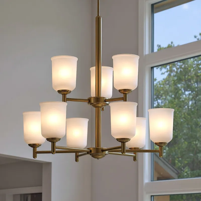 UKC20191 New Traditional Indoor Chandelier, 26.5''H x 26.5''W x 26.5''Dep, Natural Brass Finish, Corvelle Collection — Urban Ambiance LED Landscape Lights 100.0W 3000K