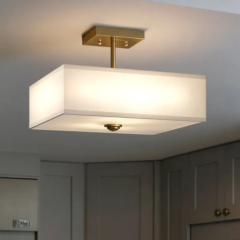 UKC20187 New Traditional Indoor Ceiling Light, 10.25''H x 14''W x 14''Dep, Natural Brass Finish, Corvelle Collection — Urban Ambiance LED Post Top Lights 75.0W 3000K