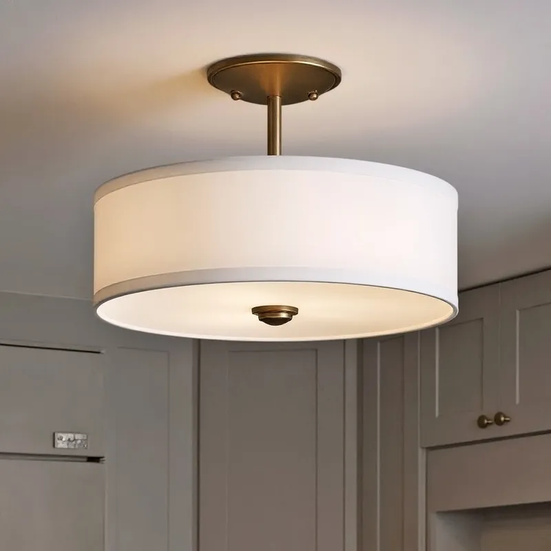 UKC20184 New Traditional Indoor Ceiling Light, 10''H x 14''W x 14''Dep, Natural Brass Finish, Corvelle Collection — Urban Ambiance LED Post Top Lights 100.0W 3000K