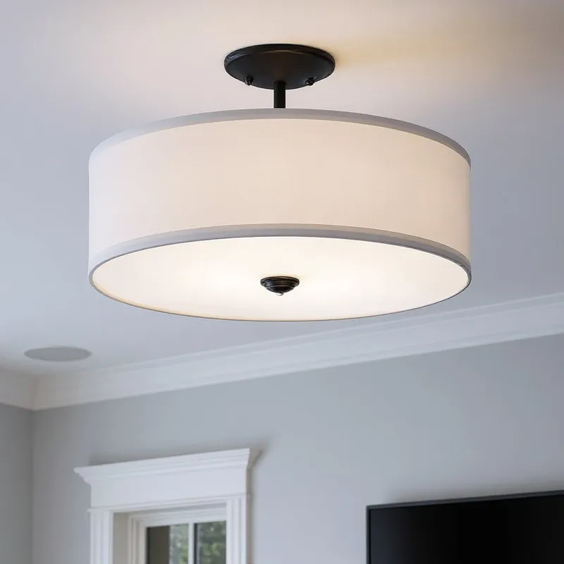 UKC20183 New Traditional Indoor Ceiling Light, 11.5''H x 18.25''W x 18.25''Dep, Black Finish, Corvelle Collection — Urban Ambiance LED Post Top Lights 75.0W 3000K