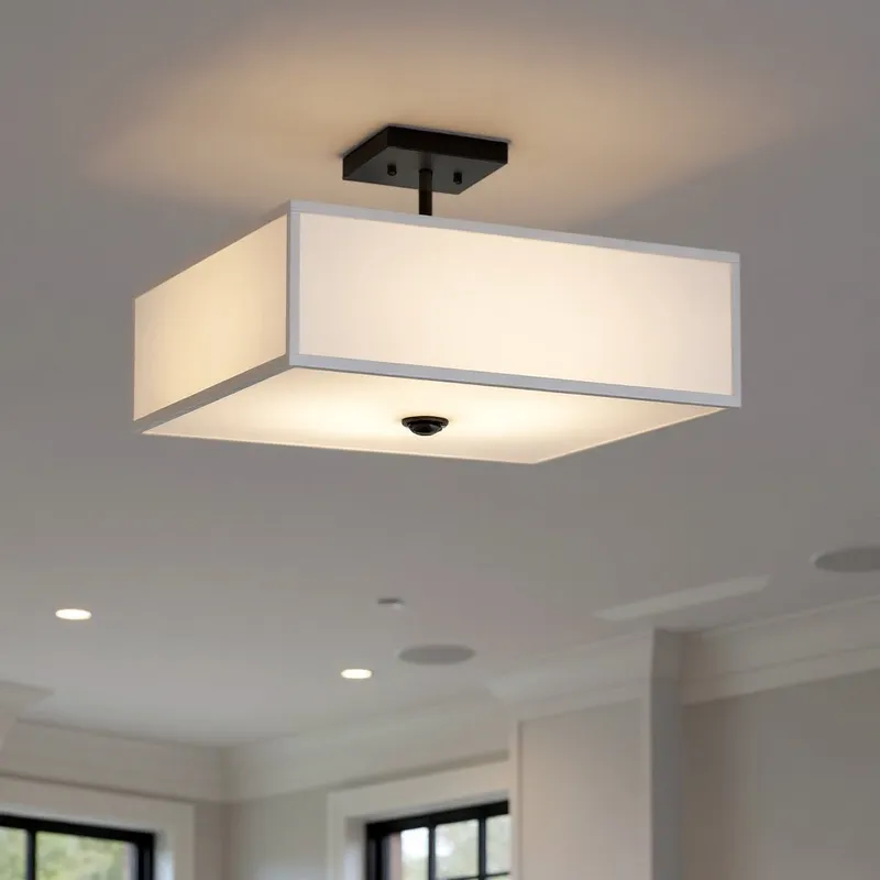 UKC20182 New Traditional Indoor Ceiling Light, 11.25''H x 18''W x 18''Dep, Black Finish, Corvelle Collection — Urban Ambiance LED Post Top Lights 75.0W 3000K