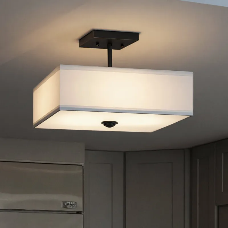 UKC20181 New Traditional Indoor Ceiling Light, 10''H x 14''W x 14''Dep, Black Finish, Corvelle Collection — Urban Ambiance LED Post Top Lights 75.0W 3000K