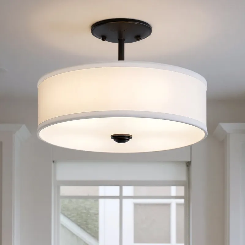 UKC20180 New Traditional Indoor Ceiling Light, 10''H x 14''W x 14''Dep, Black Finish, Corvelle Collection — Urban Ambiance LED Post Top Lights 100.0W 3000K