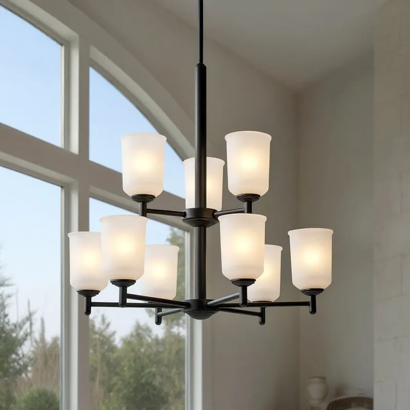 UKC20178 New Traditional Indoor Chandelier, 26.5''H x 26.5''W x 26.5''Dep, Black Finish, Corvelle Collection — Urban Ambiance LED Landscape Lights 100.0W 3000K