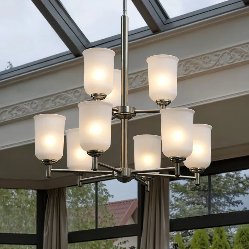 UKC20164 New Traditional Indoor Chandelier, 26.5''H x 26.5''W x 26.5''Dep, Brushed Nickel Finish, Corvelle Collection — Urban Ambiance LED Landscape Lights 100.0W 3000K