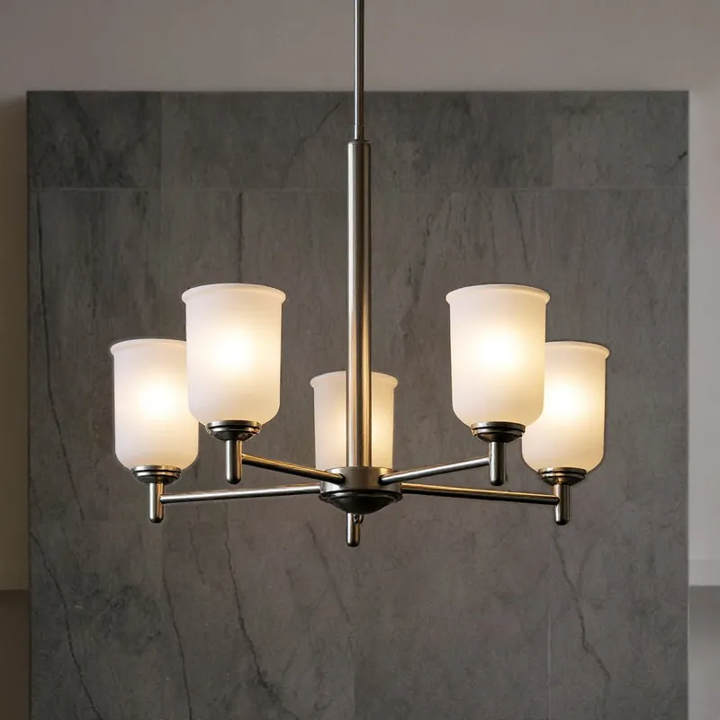 UKC20162 New Traditional Indoor Chandelier, 15.25''H x 23.75''W x 23.75''Dep, Brushed Nickel Finish, Corvelle Collection — Urban Ambiance LED Landscape Lights 100.0W 3000K