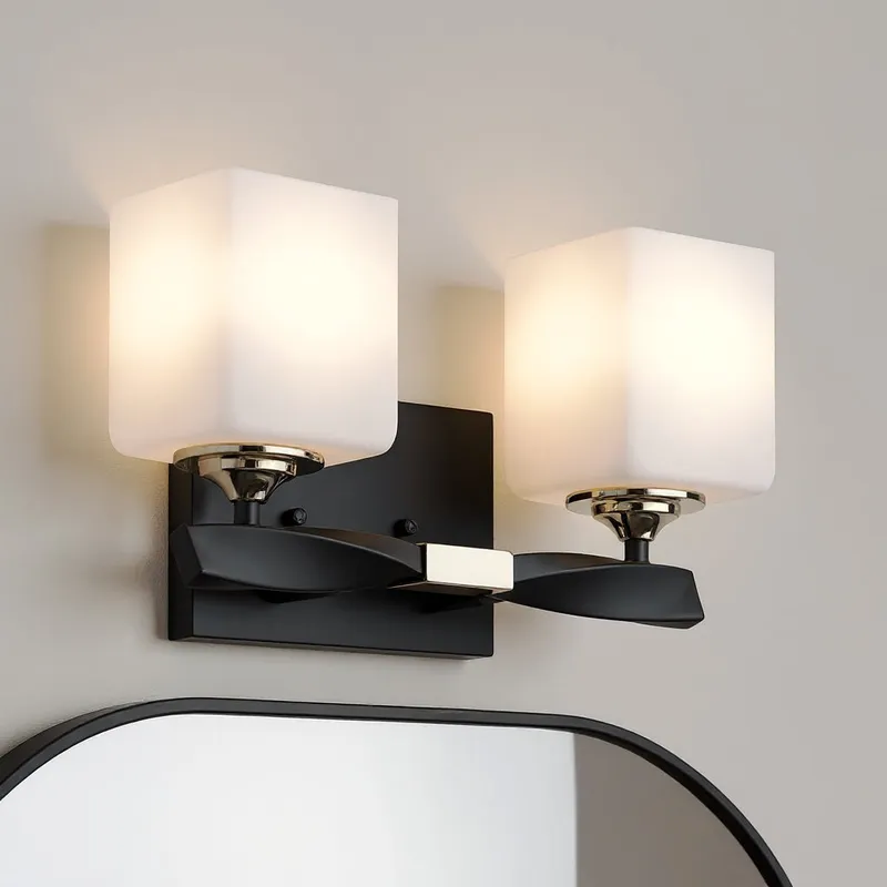 UKC20152 Cosmopolitan Indoor Bath Light, 7.75''H x 13.5''W x 6''Dep, Black Finish, Elyndor Collection — Urban Ambiance LED Linear Lights 75.0W 3000K