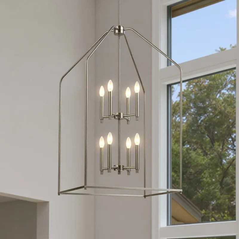 UKC20147 Transitional Indoor Chandelier, 43''H x 24.25''W x 24.25''Dep, Brushed Nickel Finish, Lusarre Collection — Urban Ambiance LED Landscape Lights 60.0W 3000K