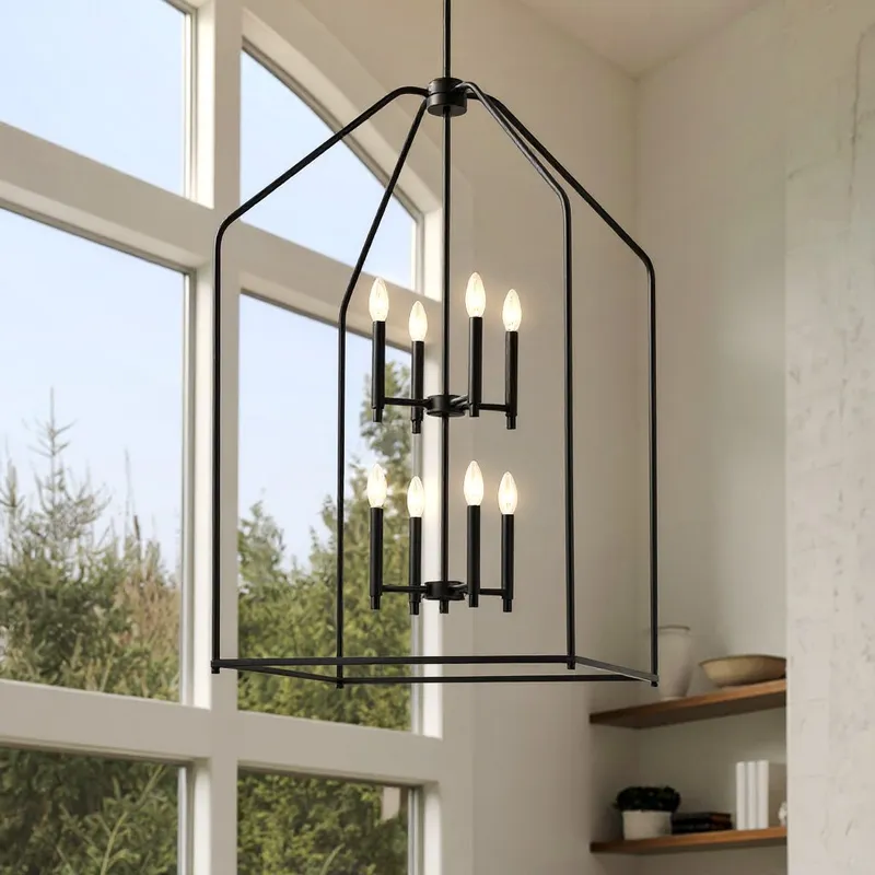 UKC20146 Transitional Indoor Chandelier, 43''H x 24.25''W x 24.25''Dep, Black Finish, Lusarre Collection — Urban Ambiance LED Landscape Lights 60.0W 3000K
