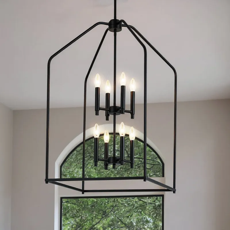UKC20143 Transitional Indoor Chandelier, 36''H x 20''W x 20''Dep, Black Finish, Lusarre Collection — Urban Ambiance LED Landscape Lights 60.0W 3000K