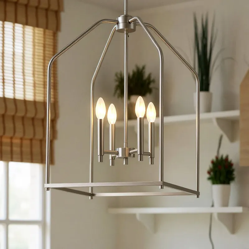 UKC20141 Transitional Indoor Chandelier, 25.25''H x 16''W x 16''Dep, Brushed Nickel Finish, Lusarre Collection — Urban Ambiance LED Landscape Lights 60.0W 3000K