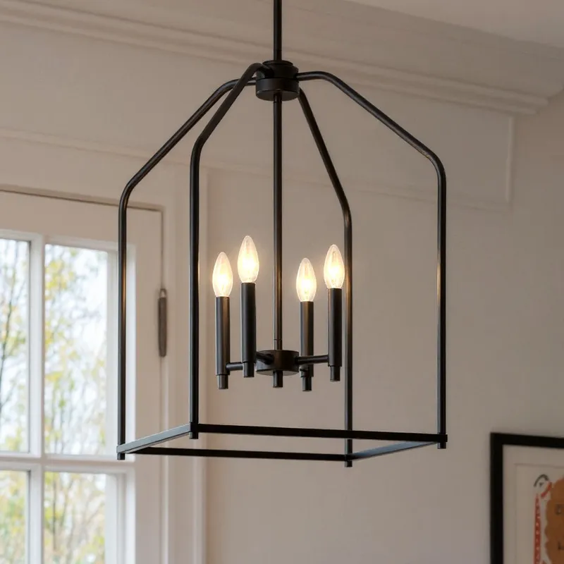 UKC20140 Transitional Indoor Chandelier, 25.25''H x 16''W x 16''Dep, Black Finish, Lusarre Collection — Urban Ambiance LED Landscape Lights 60.0W 3000K