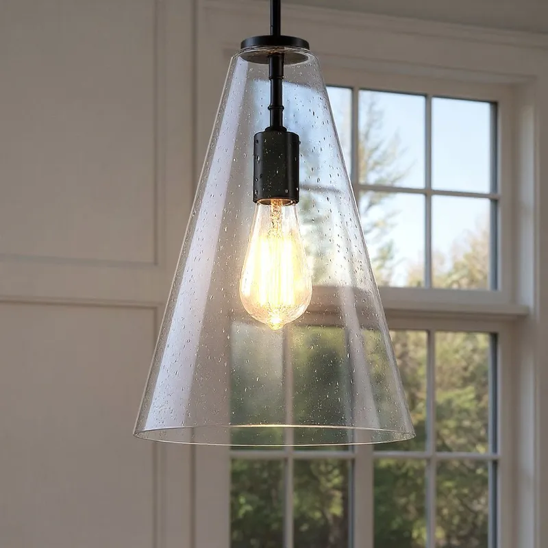 UKC20130 Casual Indoor Pendant, 15.25''H x 10.25''W x 10.25''Dep, Black Finish, Opalyn Collection — Urban Ambiance LED Landscape Lights 100.0W 3000K